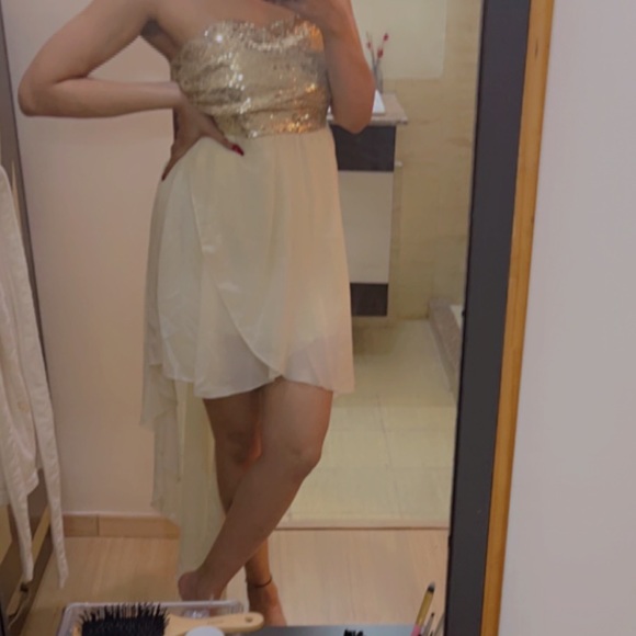 Golden Embellished Tube Gown Dress - Picture 11 of 13